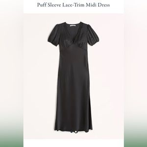 Abercrombie Puff Sleeve Lace-Trim Midi Dress XS